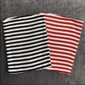 2 Tube Tops Red Black White Striped Stretchy Crop